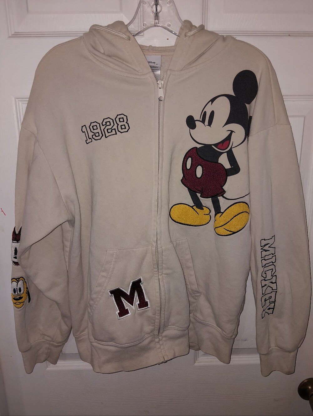 Disney Ivory/Milk Zip-Up Hoodie with Iconic Character Detail